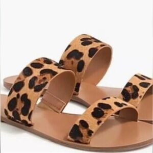 J. Crew Cheeta Print Slip on Strap Sandals